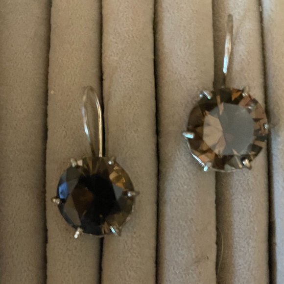 Yam 925 Israel Smokey Quartz Earrings - Picture 2 of 6